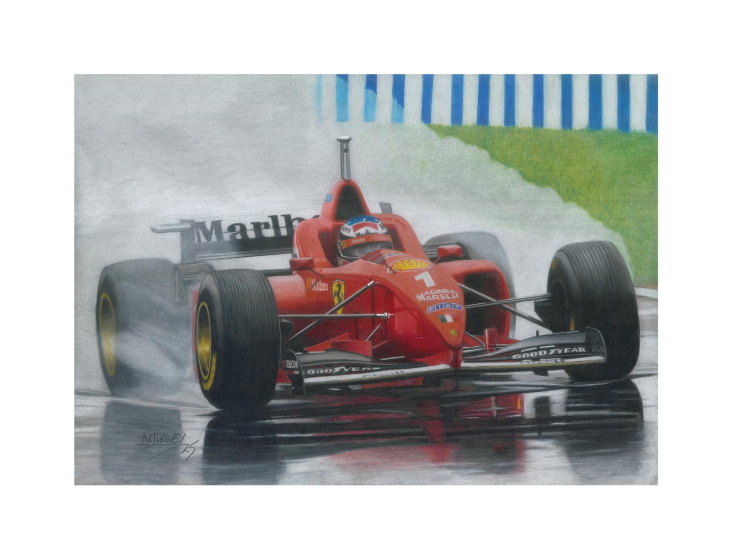 Michael Schumacher's Iconic Win at the 1996 Spanish Grand Prix - Small Giclee Print