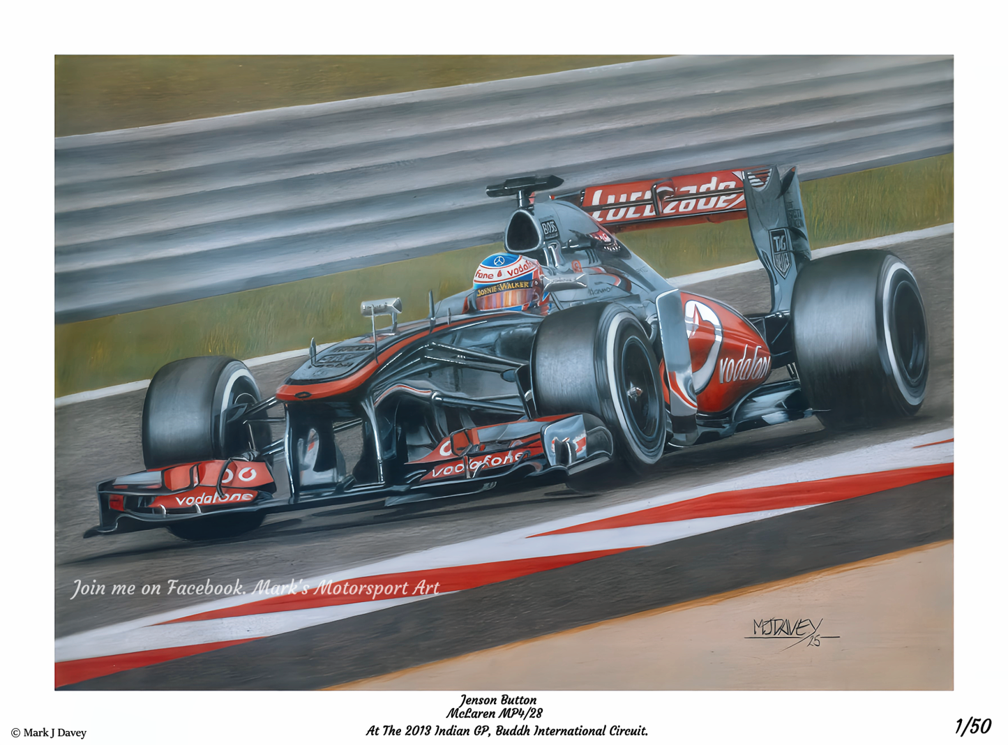 McLaren MP4/28 with Jenson Button At The Wheel, Limited Edition Giclee Print with COA