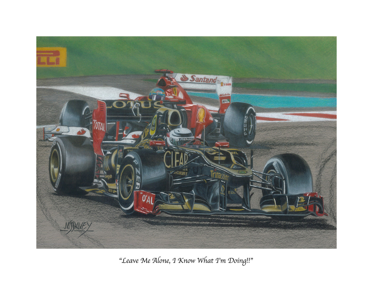 Kimi Raikkonen In His Lotus E20 On His Way To Winning The 2012 Abu Dhabi GP - Small Giclee Print