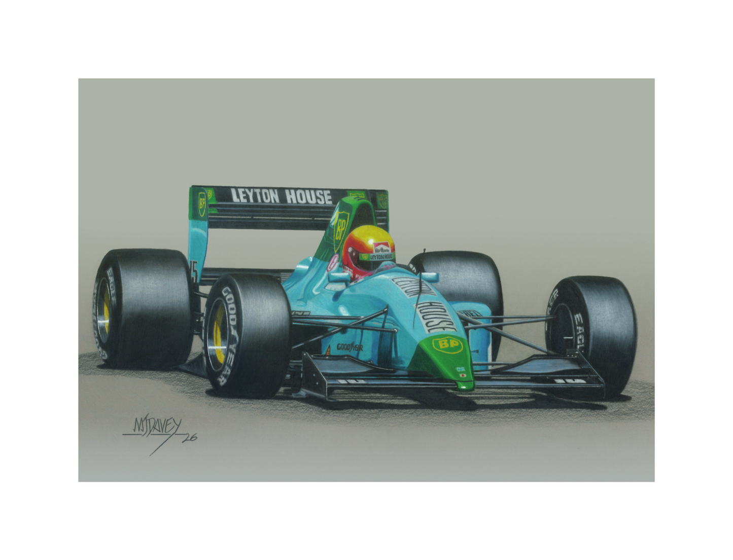 Leyton House CG911 With Mauricio Gugelmin At The Wheel. Small Giclee Print