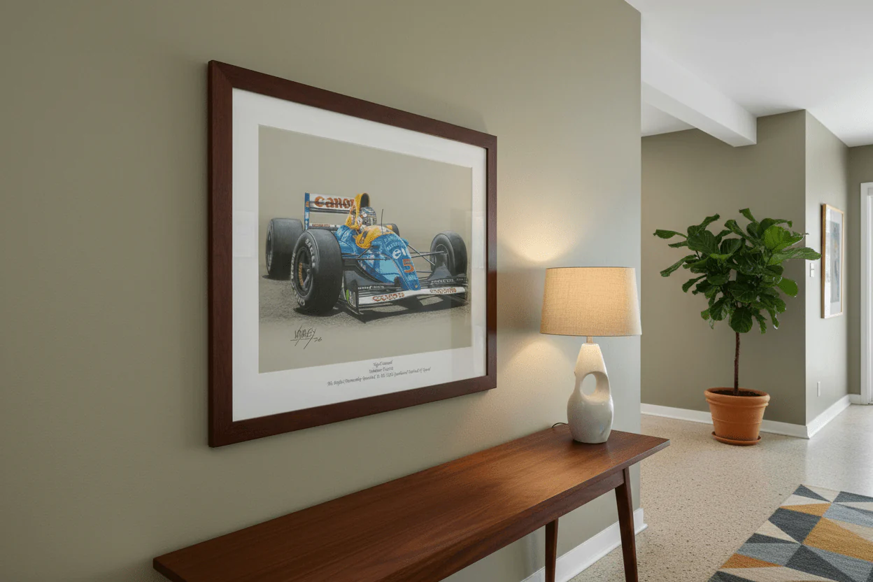 Nigel Mansell Reunited With His Williams FW14B - Limited Edtion Giclee Print With COA