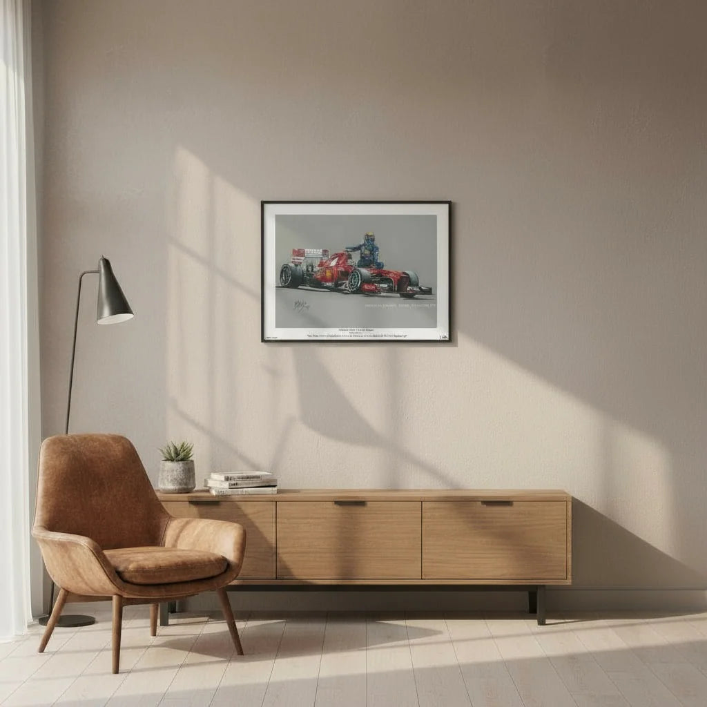 Fernando Alonso Taxi Ride For Mark Webber. Limited Edition Giclee Numbered Giclee Print & COA.