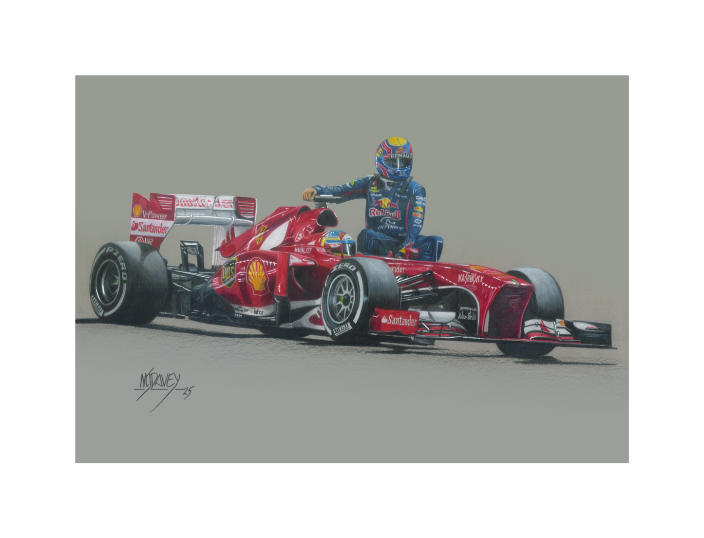 Fernando Alonso's Taxi Ride For Mark Webber - Small Giclee Print