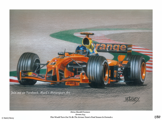 Arrows A23 With Heinz Harald Frentzen At The Wheel. Limited Edition Numbered Giclee Print with COA