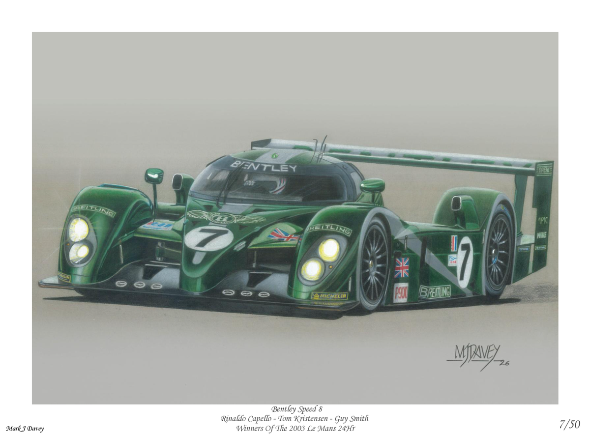 Bentley Speed 8 Le Mans 24Hr Winner - Limited Edition Giclee Print With COA