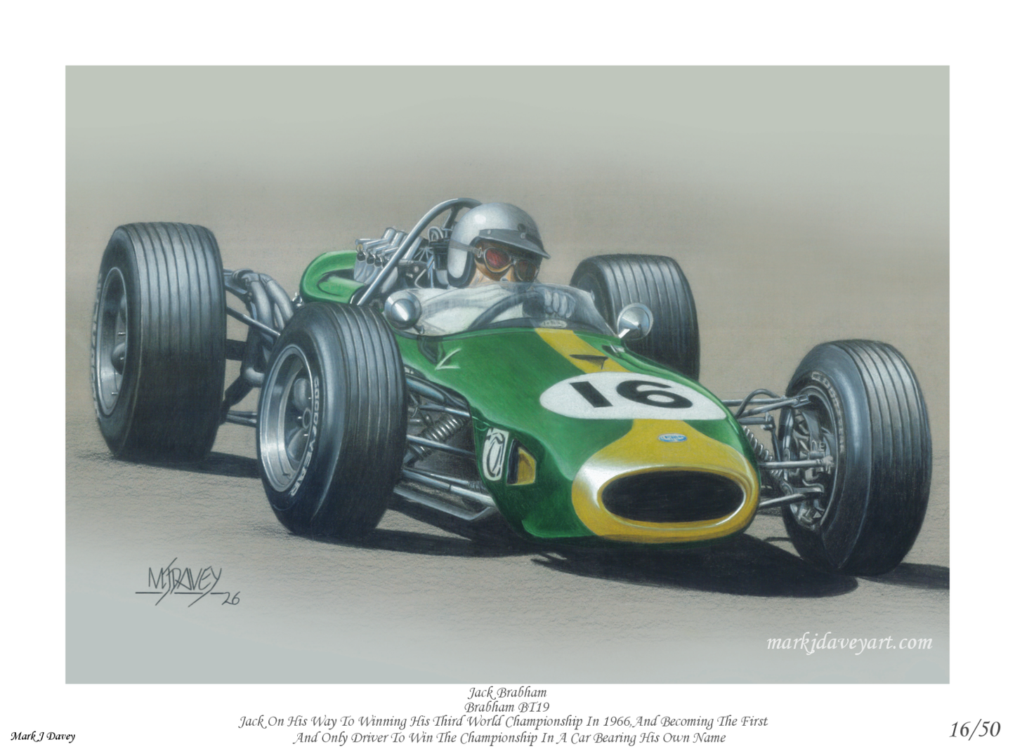 Jack Brabham In His Brabham BT19 - Limited Edition Giclee Print with COA