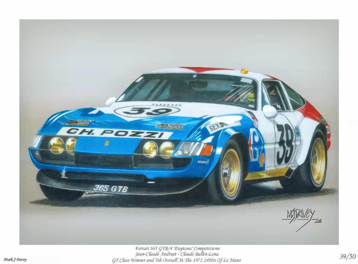 Ferrari 365 GTB/4 'Daytona' Competizione - Limited Edition Giclee Print With Certificate Ot Authenticity