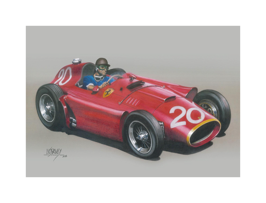 Lancia-Ferrari D50 With Jaun Manuel Fangio At The Wheel - Small Giclee Print