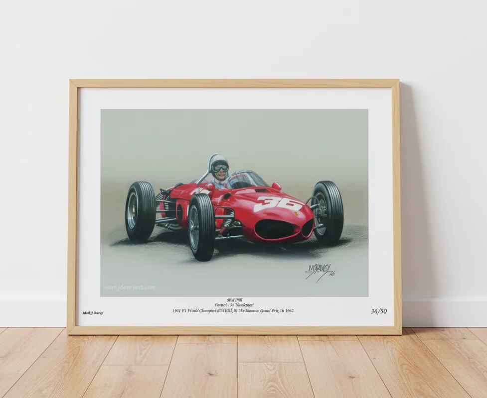 Ferrari 156 'Sharknose' With Phil Hill At The Wheel. Limited Edition Giclee Print With COA