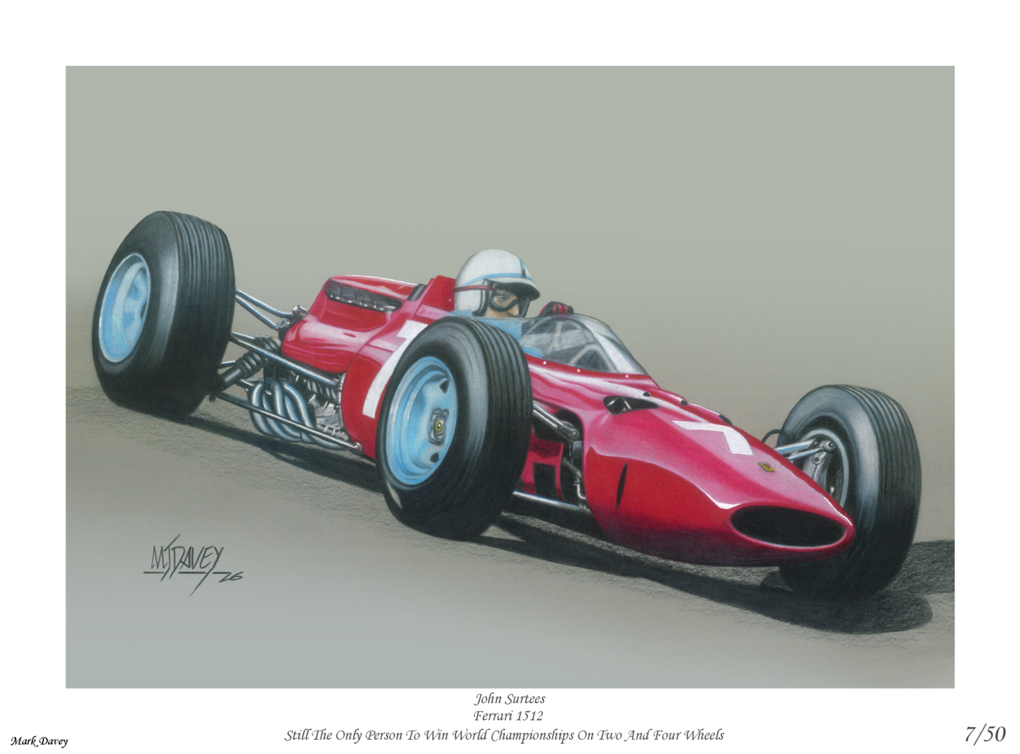 Ferrari 1512 With John Surtees At The Wheel, Limited Edition Giclee With CEO