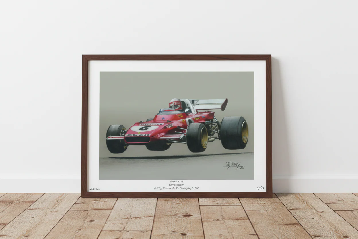 Ferrari 312B2 With Clay Regazzoni At The Wheel - Giclee Print With COA
