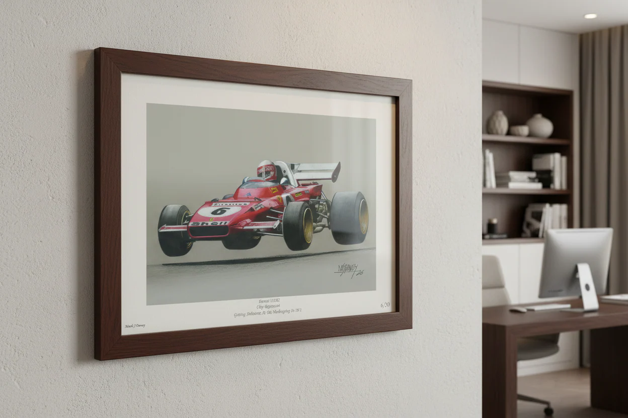 Ferrari 312B2 With Clay Regazzoni At The Wheel - Giclee Print With COA