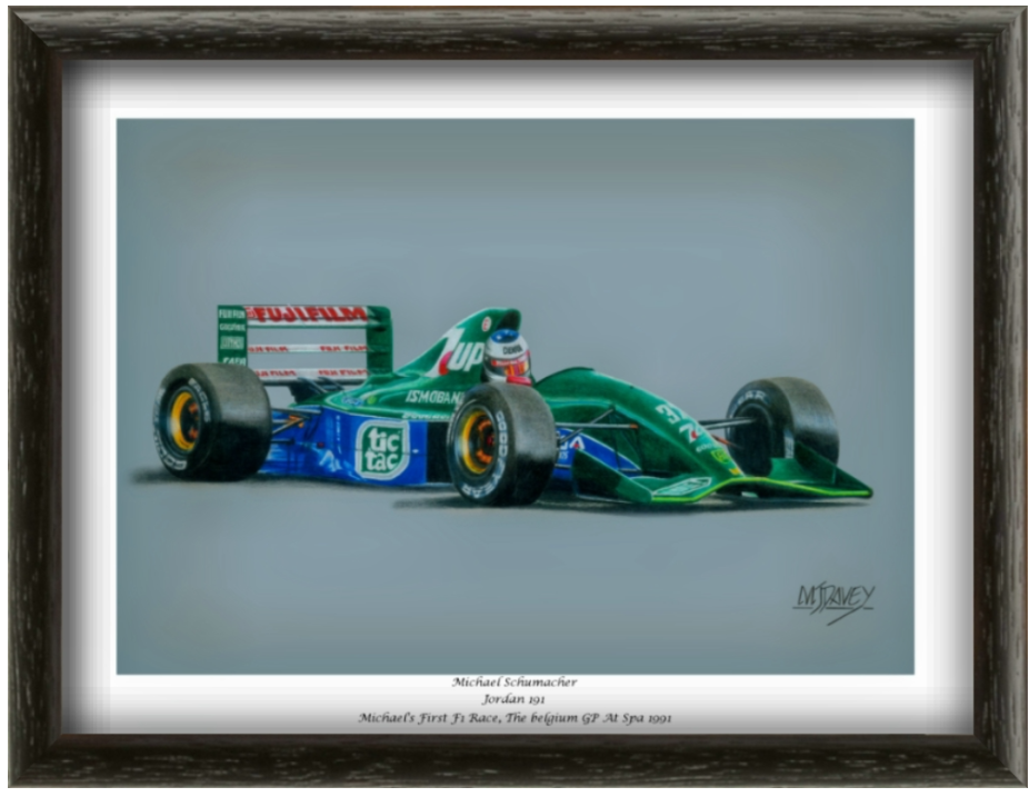 Jordan 191 , Michael Schumacher, Giclee Fine Art Print, Early Edition Numbered Print with COA