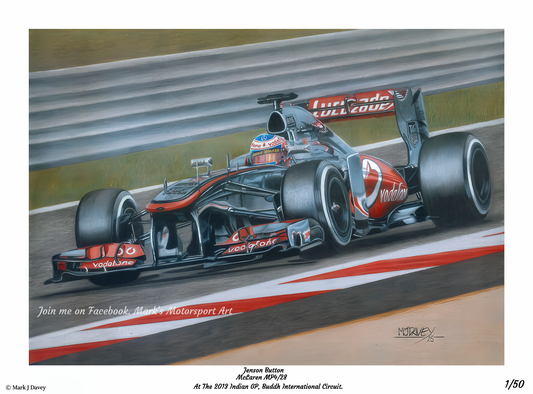 McLaren MP4/28 with Jenson Button At The Wheel, Limited Edition Giclee Print with COA