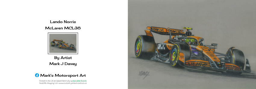 Lando Norris In His McLaren MCL38 Christmas Card. Pack of 10.