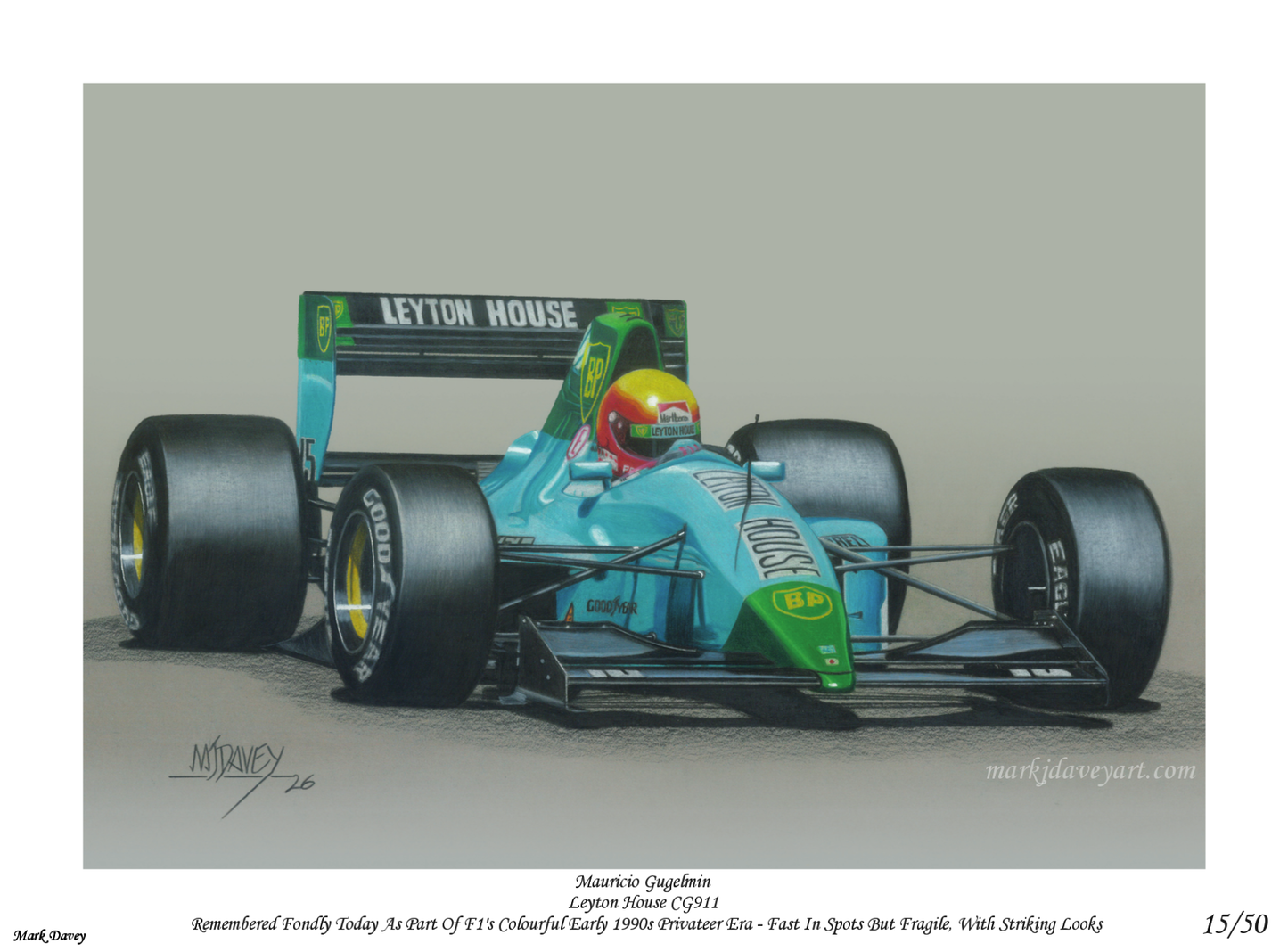 Leyton House CG911 With Mauricio Gugelmin At The Wheel. Limited Edition Print With COA