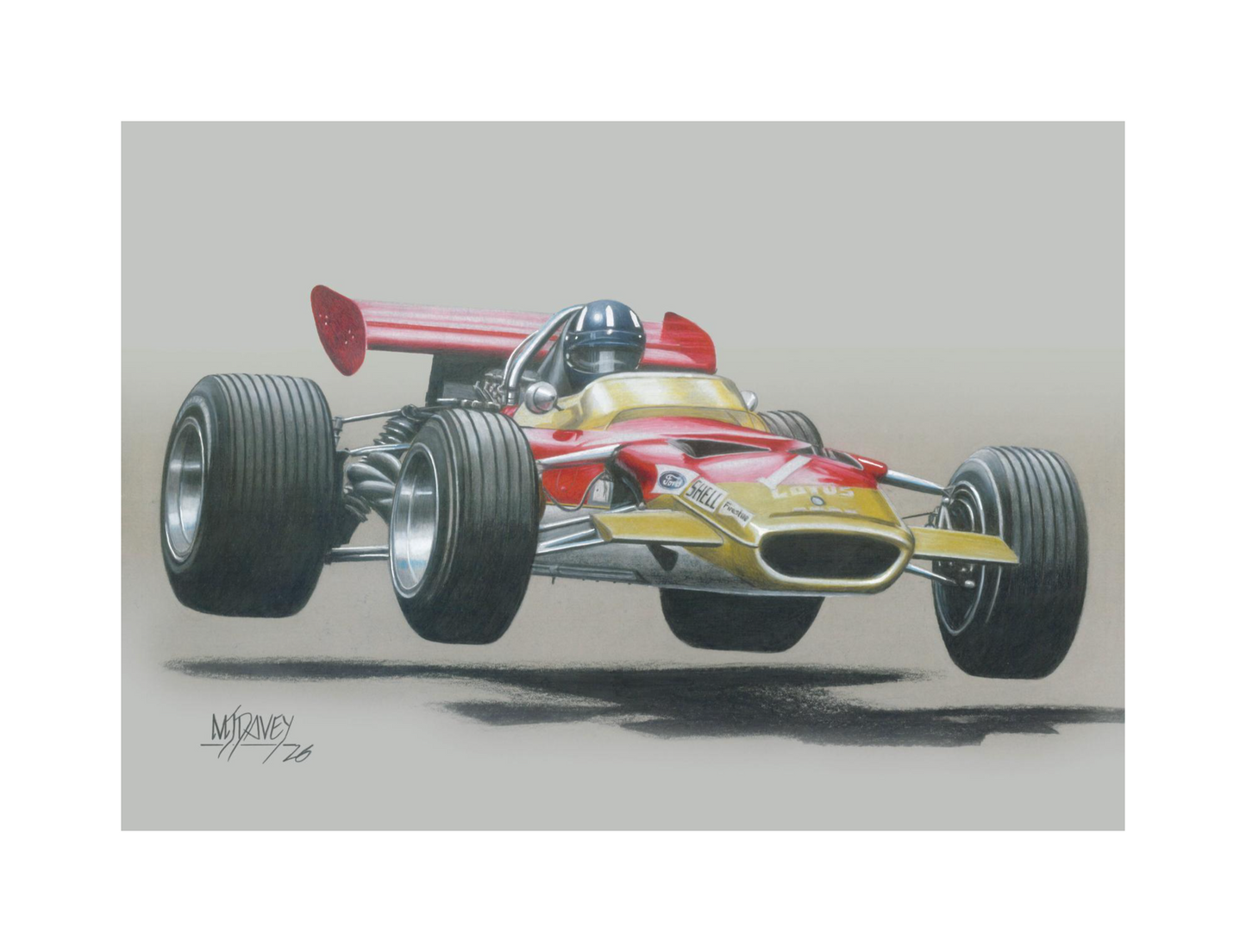 Lotus 49B Flying With Graham Hill At Wheel. Small Giclee Print