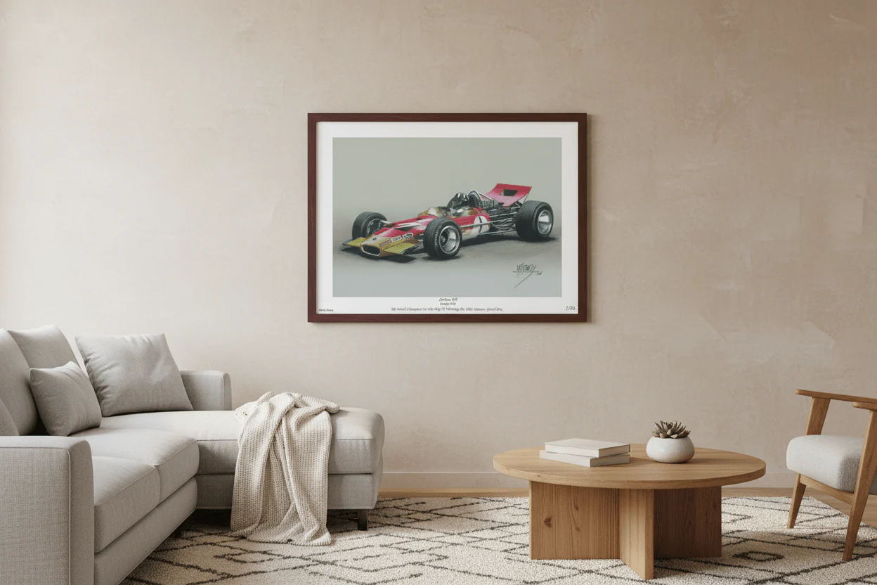 Graham Hill In His Lotus 49B - Limited Editon Giclee Print With COA