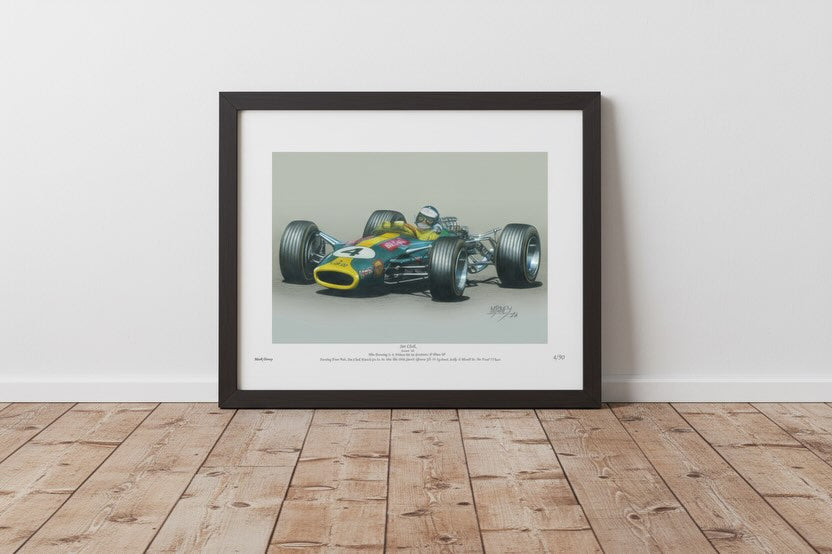 Lotus 49 With Jim Clark At The Wheel, Limited Edition Numbered Giclee Print With COA.