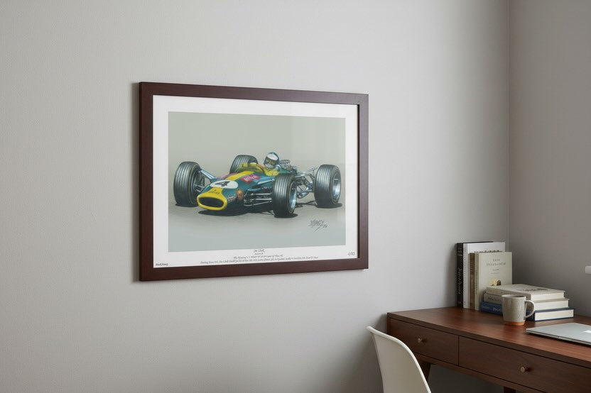 Lotus 49 With Jim Clark At The Wheel, Limited Edition Numbered Giclee Print With COA.