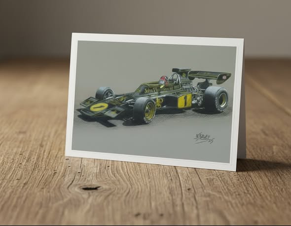 70s F1 Legends greatings cards. Pack of 10 (5x Emerson Fittipaldi & 5x Jackie Stewart)