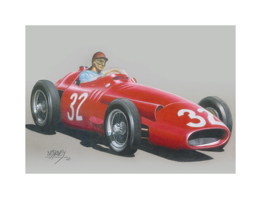 Maserati 250F With Fangio At Wheel. Small (A4) Giclee print
