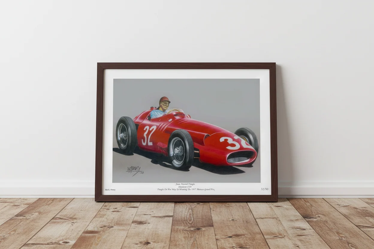 Maserati 250F With Fangio At The Wheel, Limited Edition Giclee Print With COA