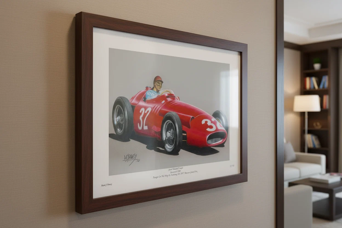 Maserati 250F With Fangio At The Wheel, Limited Edition Giclee Print With COA