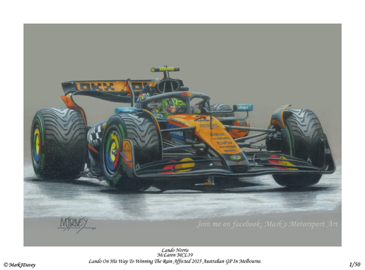 McLaren MCL39 With Lando Norris at The Wheel. Limited Edition Giclee Print With COA. Only 50 Will Ever Be Produced