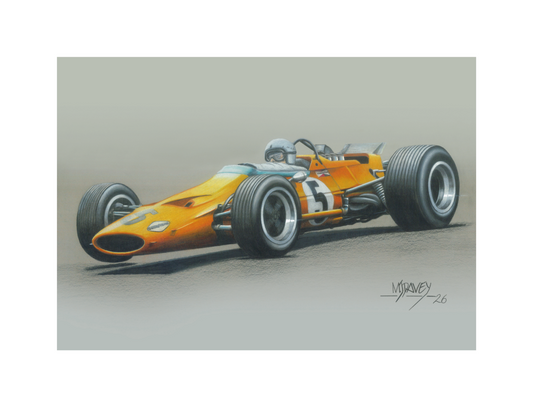 McLaren M7A With Bruce McLaren at The Wheel