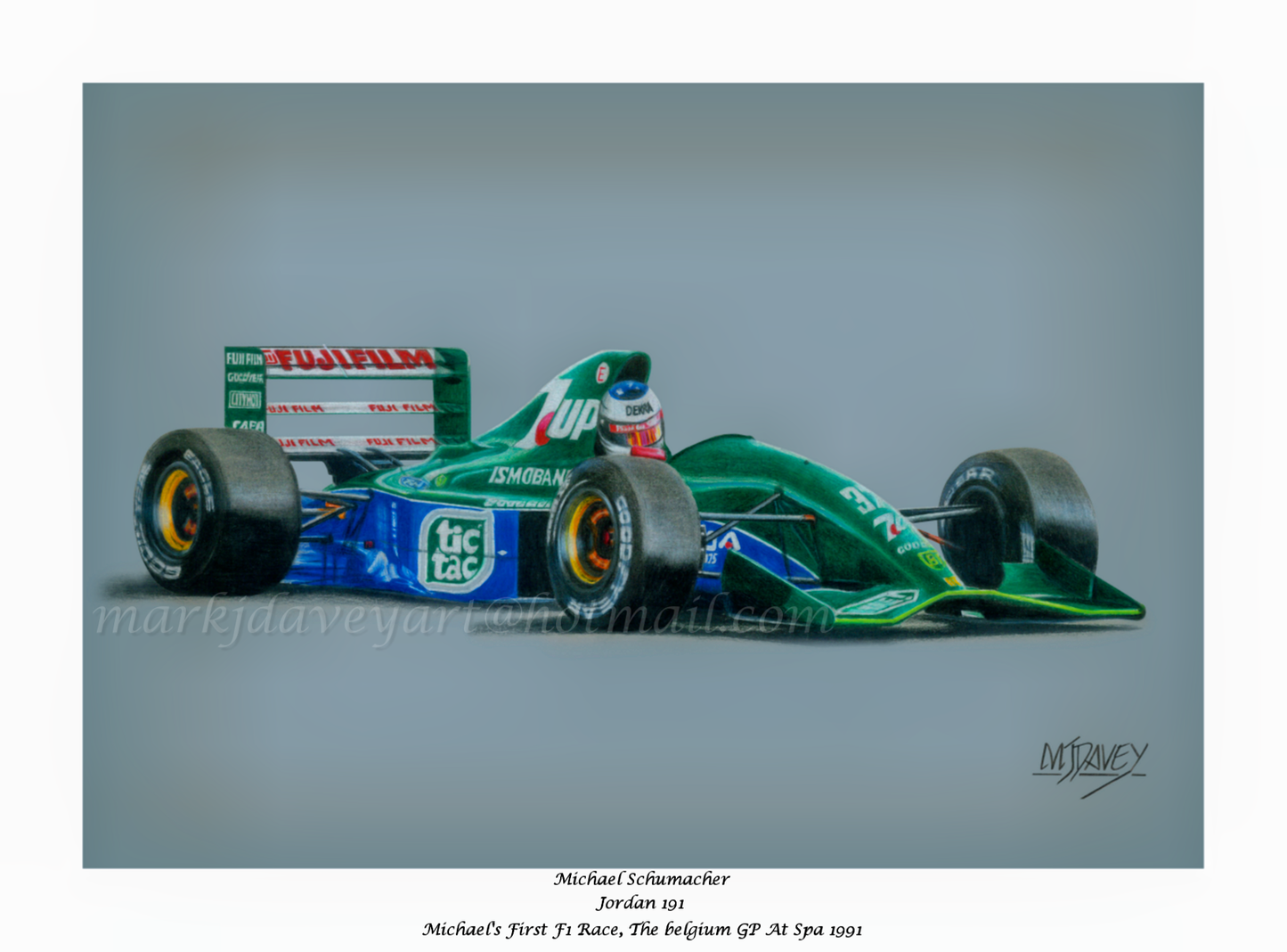 Jordan 191 , Michael Schumacher, Giclee Fine Art Print, Early Edition Numbered Print with COA