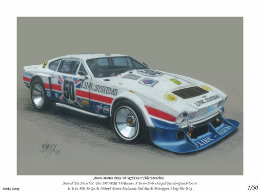 The Aston Martin DBS V8 RHAM/1 "The Muncher" - Limited Edition Giclee Print with COA