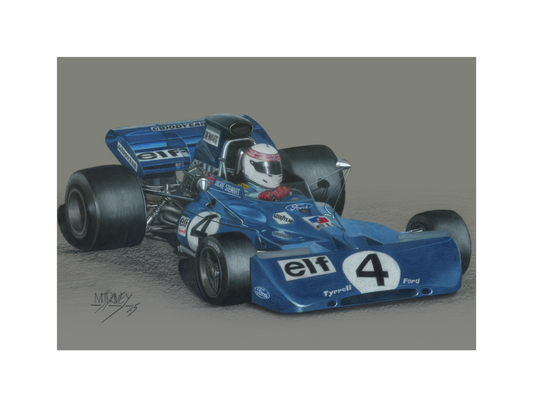 Tyrrell 003 With Sir Jackie Stewart At The Wheel - Small Giclee Print