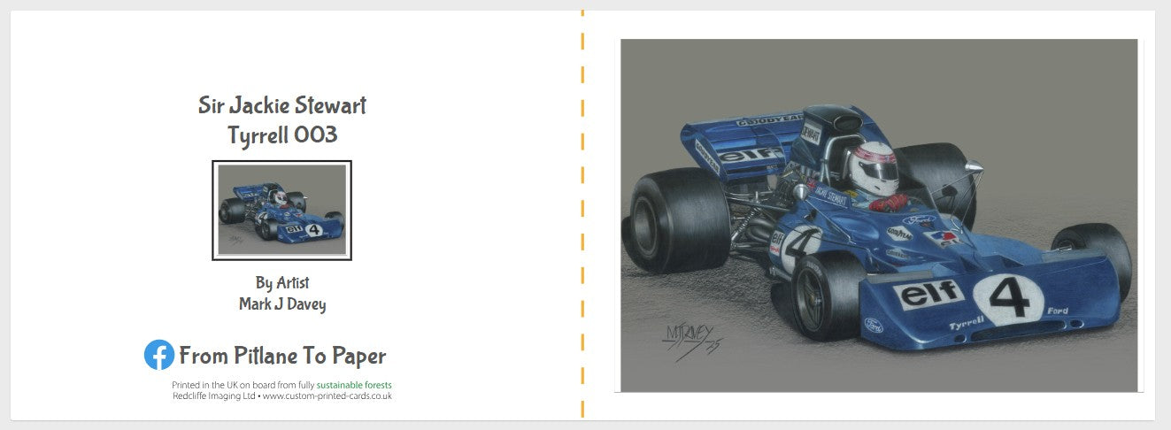 70s F1 Legends greatings cards. Pack of 10 (5x Emerson Fittipaldi & 5x Jackie Stewart)