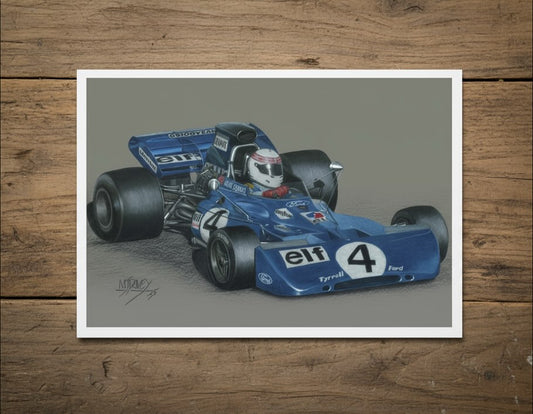 70s F1 Legends greatings cards. Pack of 10 (5x Emerson Fittipaldi & 5x Jackie Stewart)