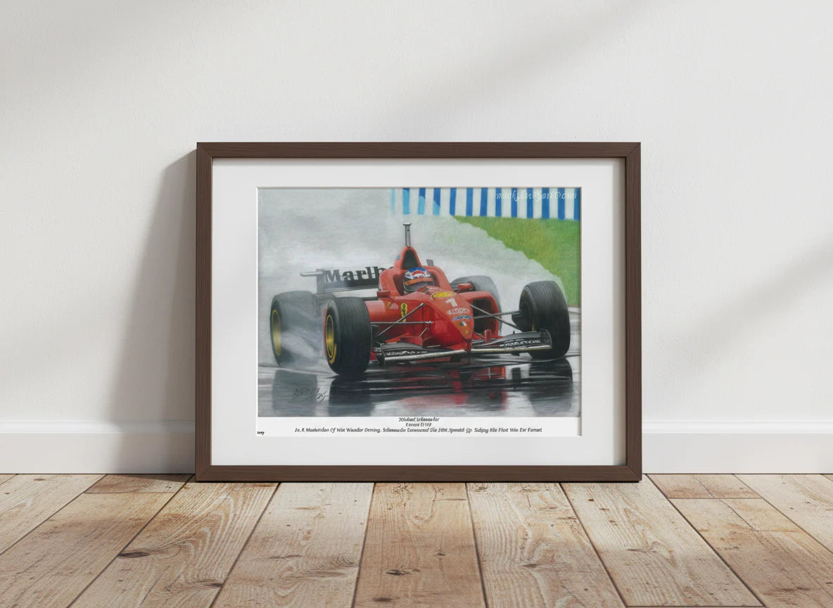 Michael Schumacher's Iconic Win at the 1996 Spanish Grand Prix. Limited Edition Giclee Print With COA