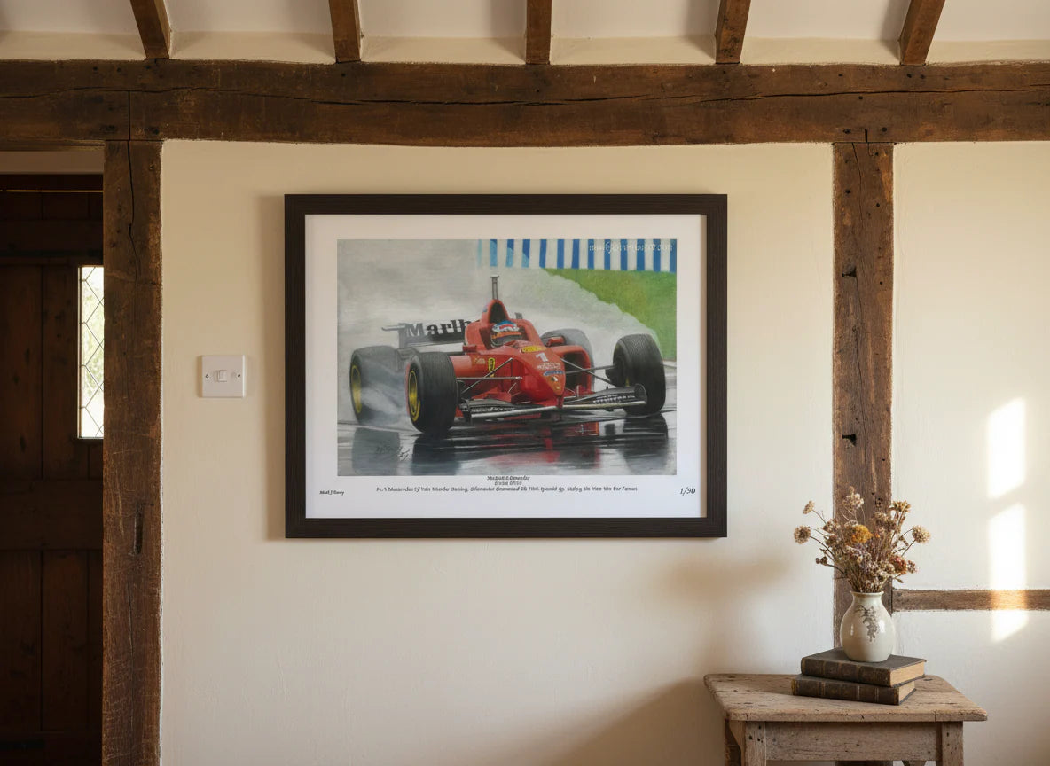 Michael Schumacher's Iconic Win at the 1996 Spanish Grand Prix. Limited Edition Giclee Print With COA